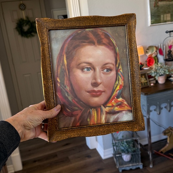 1950's Framed Picture with Beautiful Lady - Picture 13 of 13